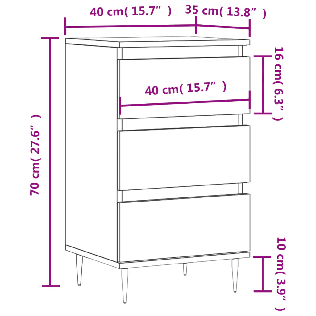Side cabinet, concrete gray, 40x35x70cm, engineered wood