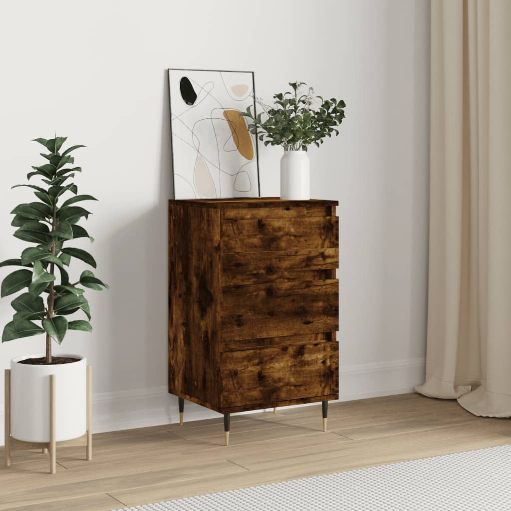 Side cabinet, smoked oak, 40x35x70cm, engineered wood