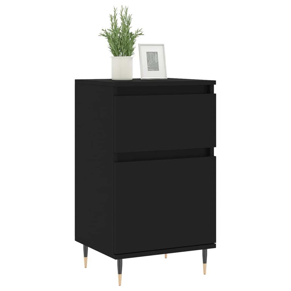 Side tables, 2 pcs, black, 40x35x70cm, engineered wood