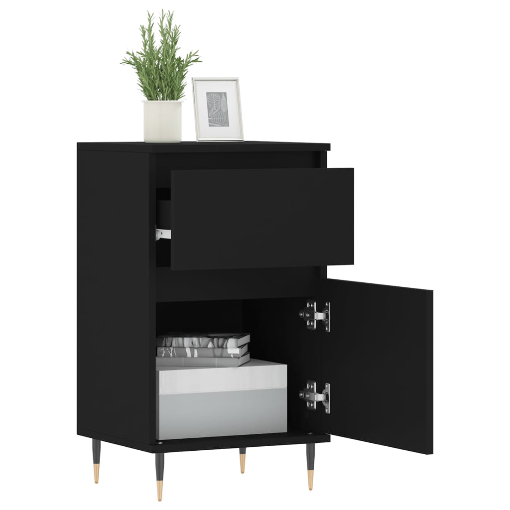 Side tables, 2 pcs, black, 40x35x70cm, engineered wood