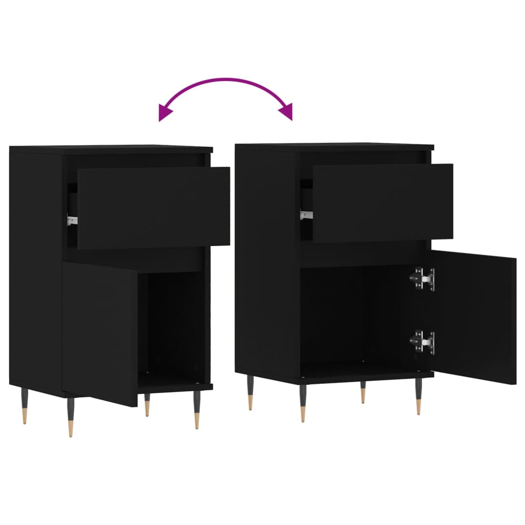 Side tables, 2 pcs, black, 40x35x70cm, engineered wood