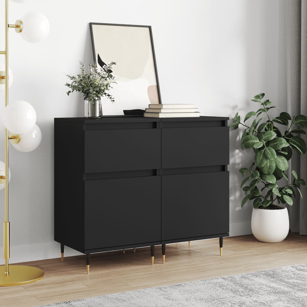 Side tables, 2 pcs, black, 40x35x70cm, engineered wood