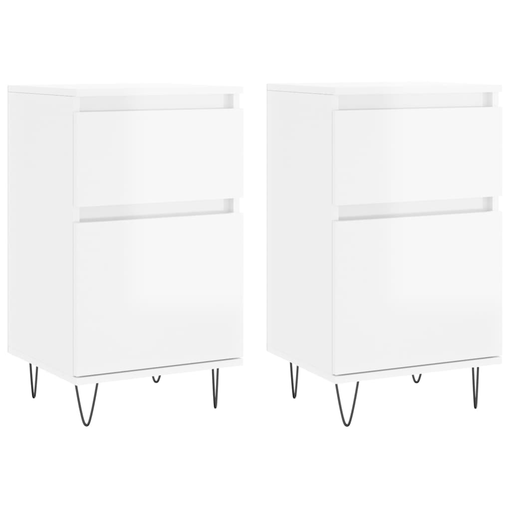 Sideboards, 2 pcs., white, 40x35x70cm, wood, glossy