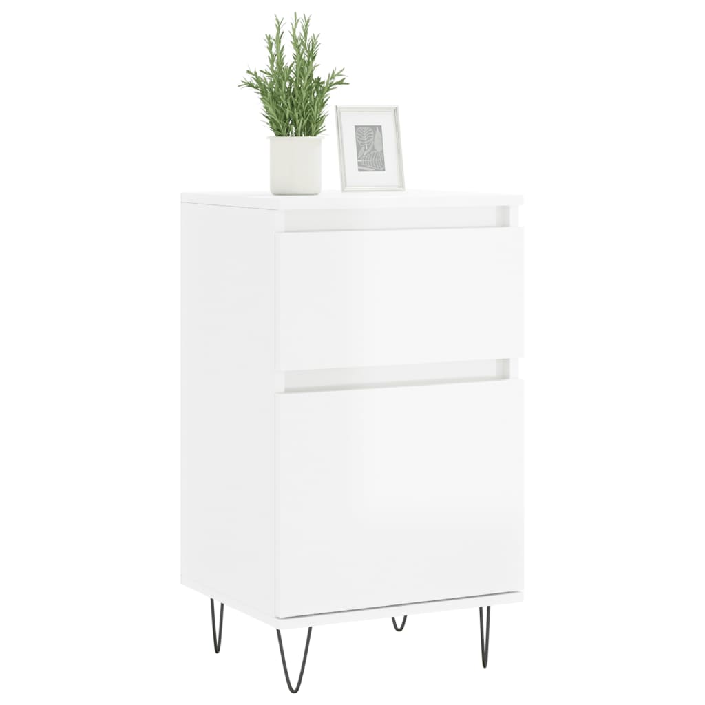 Sideboards, 2 pcs., white, 40x35x70cm, wood, glossy