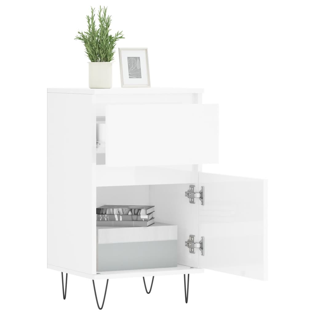 Sideboards, 2 pcs., white, 40x35x70cm, wood, glossy