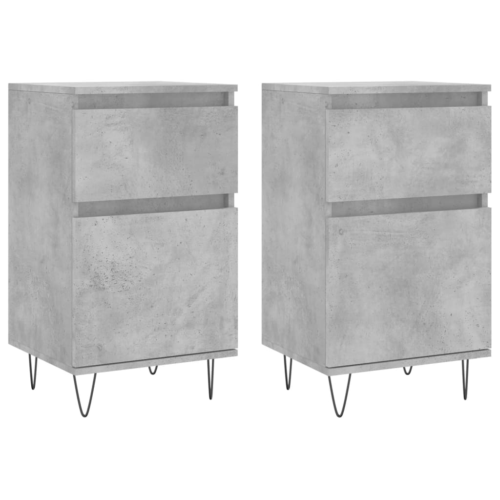 Sideboards, 2 pcs., concrete grey, 40x35x70cm, wood