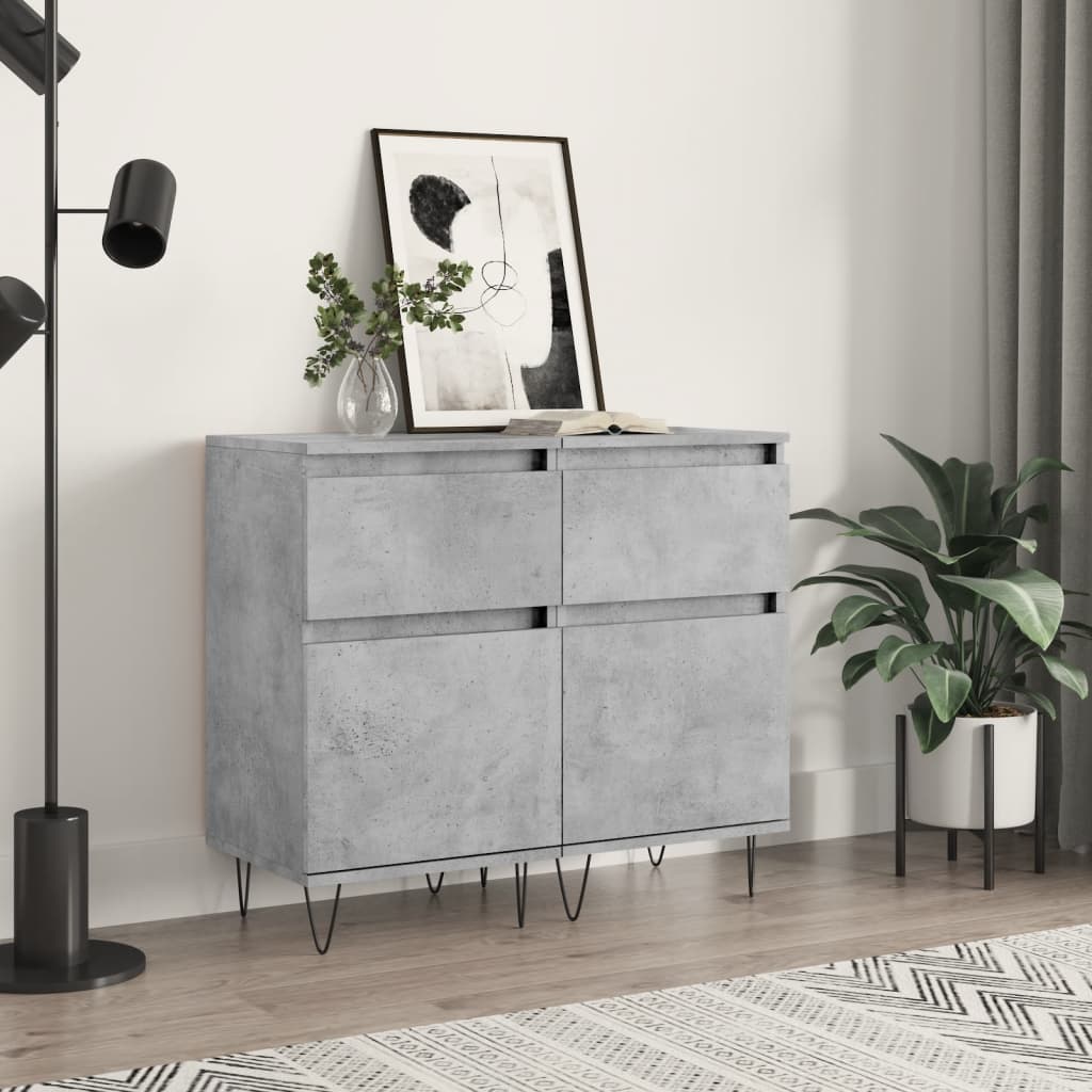 Sideboards, 2 pcs., concrete grey, 40x35x70cm, wood