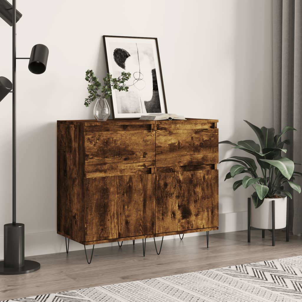 Sideboards, 2 pcs., smoked oak, 40x35x70cm, wood
