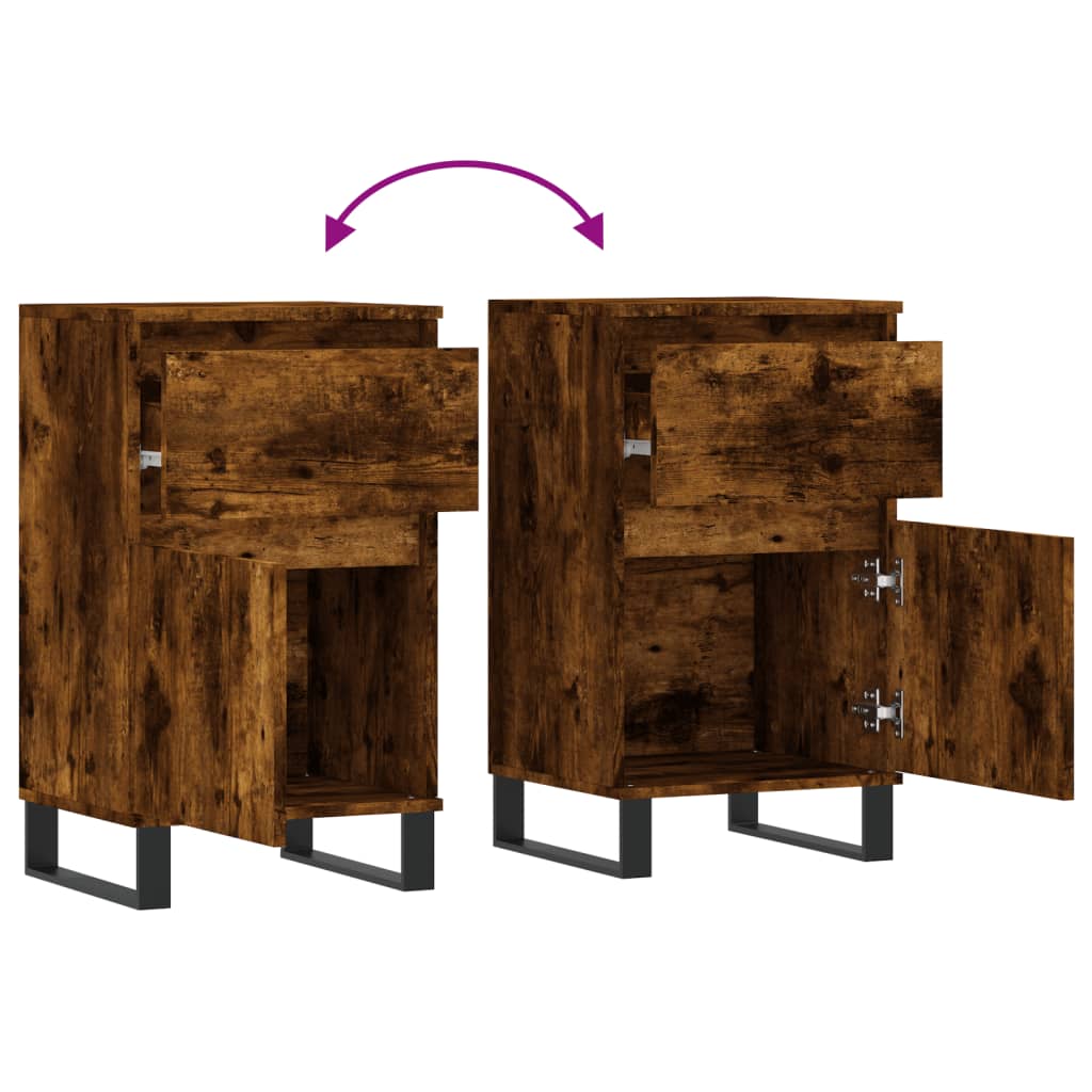 Side cabinet, smoked oak, 40x35x70cm, engineered wood
