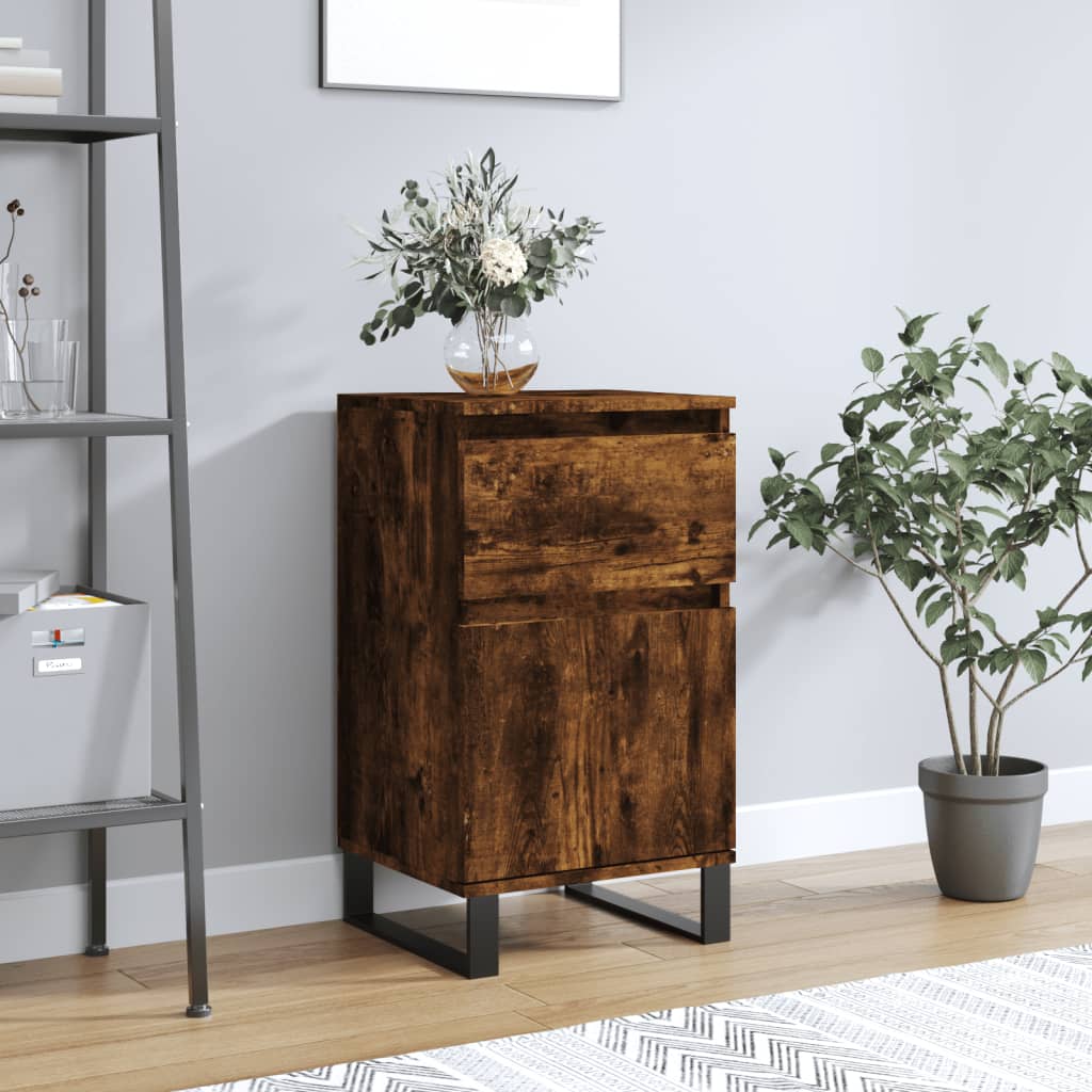 Side cabinet, smoked oak, 40x35x70cm, engineered wood