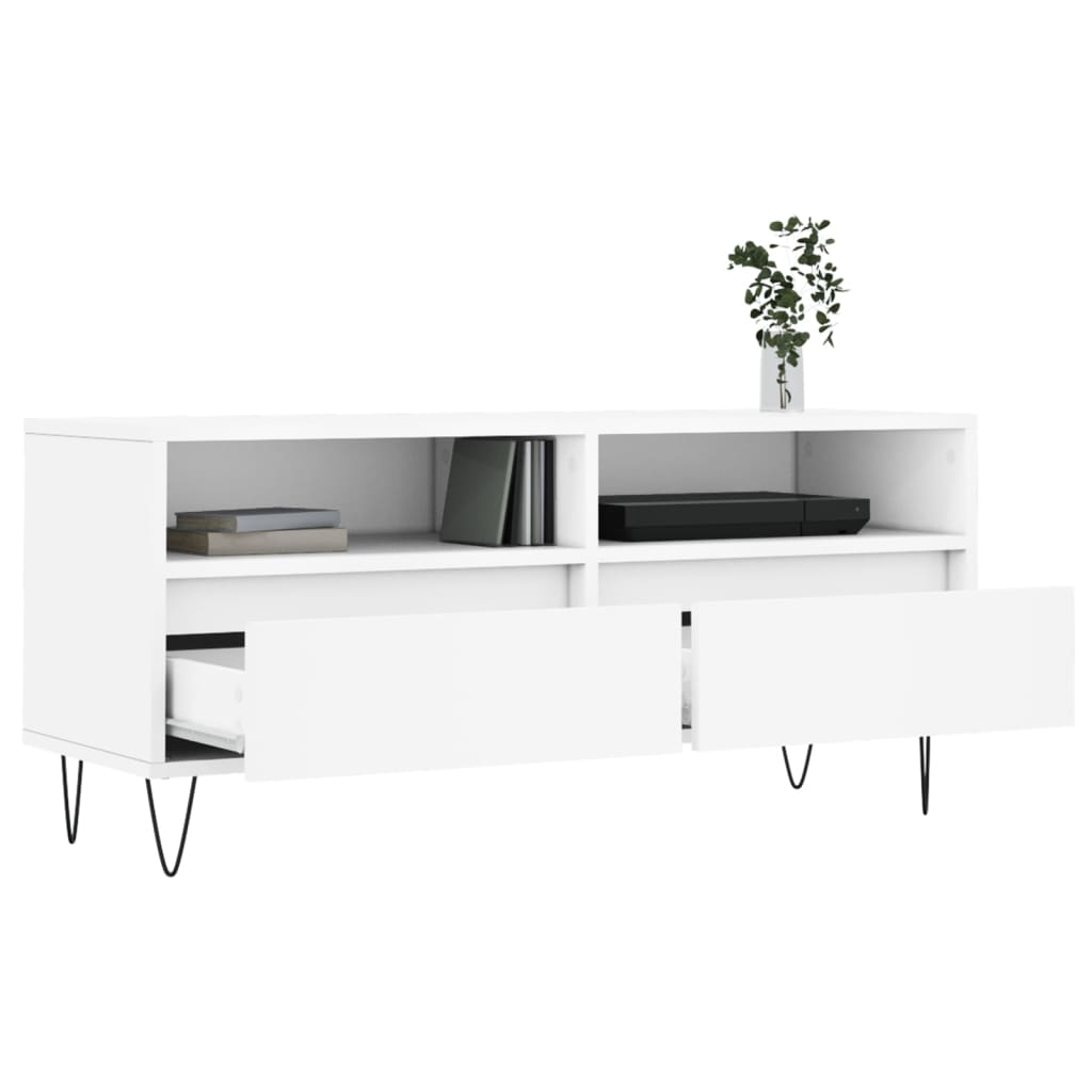 TV stand, white, 100x34.5x44.5cm, wood