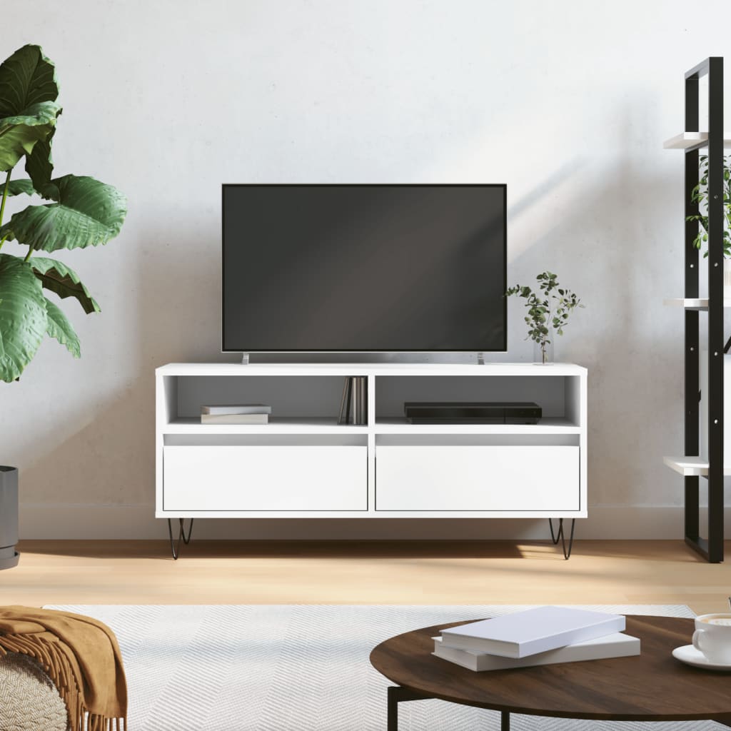 TV stand, white, 100x34.5x44.5cm, wood