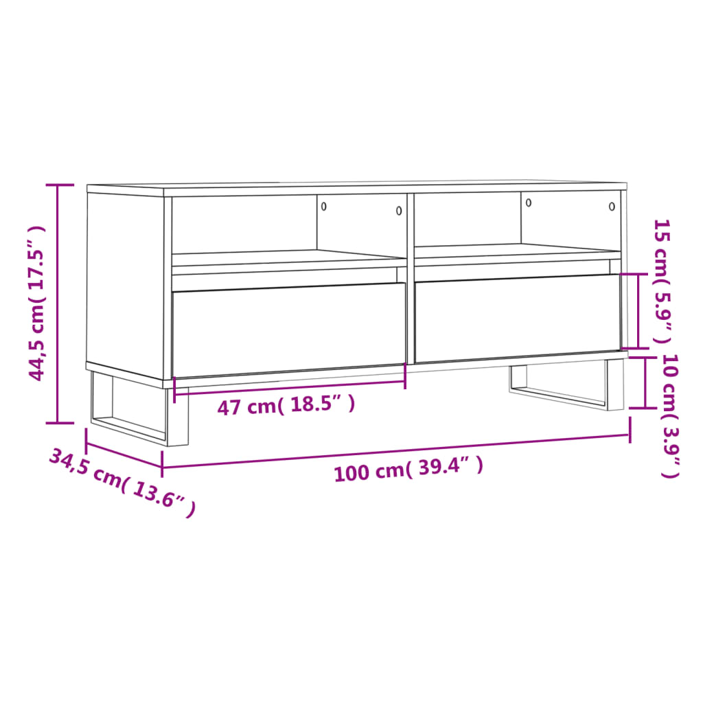 TV cabinet, concrete grey, 100x34.5x44.5cm, wood
