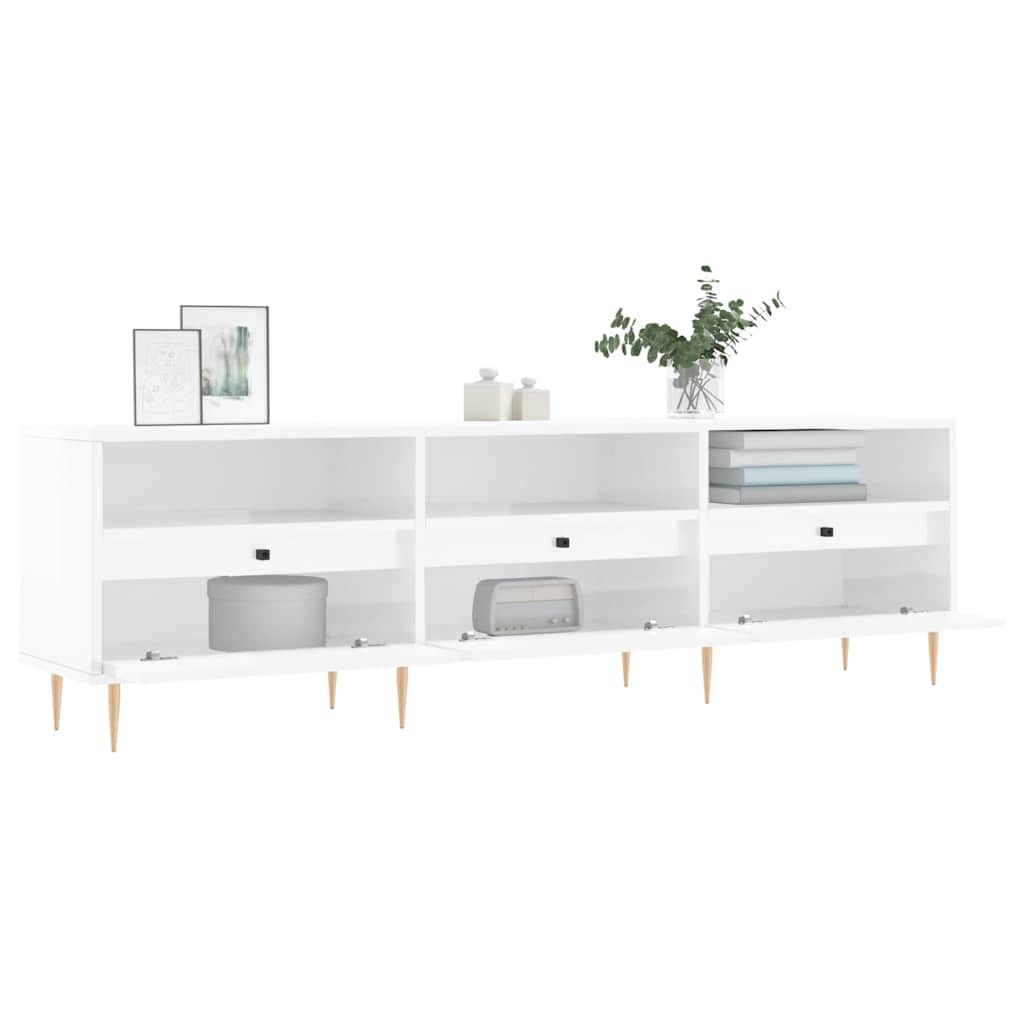 TV cabinet, white, 150x30x44.5cm, wood, glossy