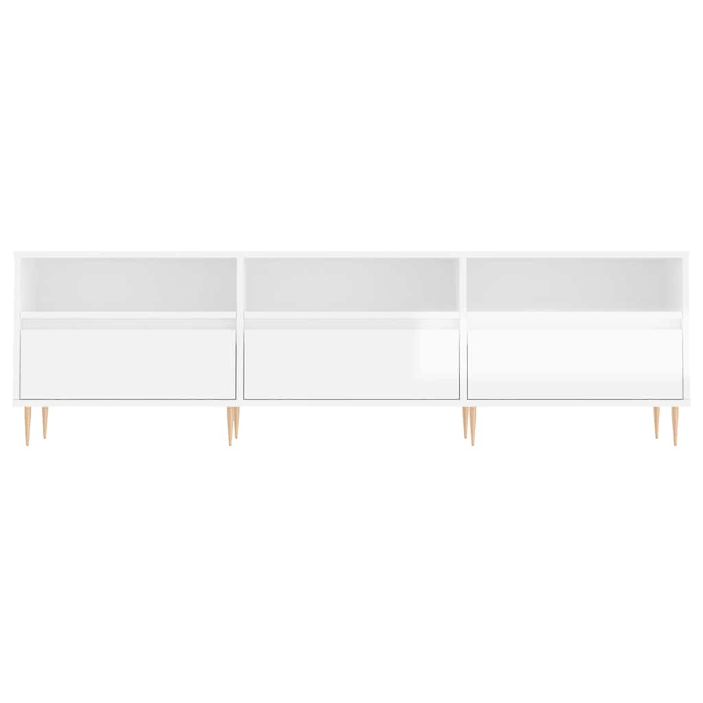 TV cabinet, white, 150x30x44.5cm, wood, glossy