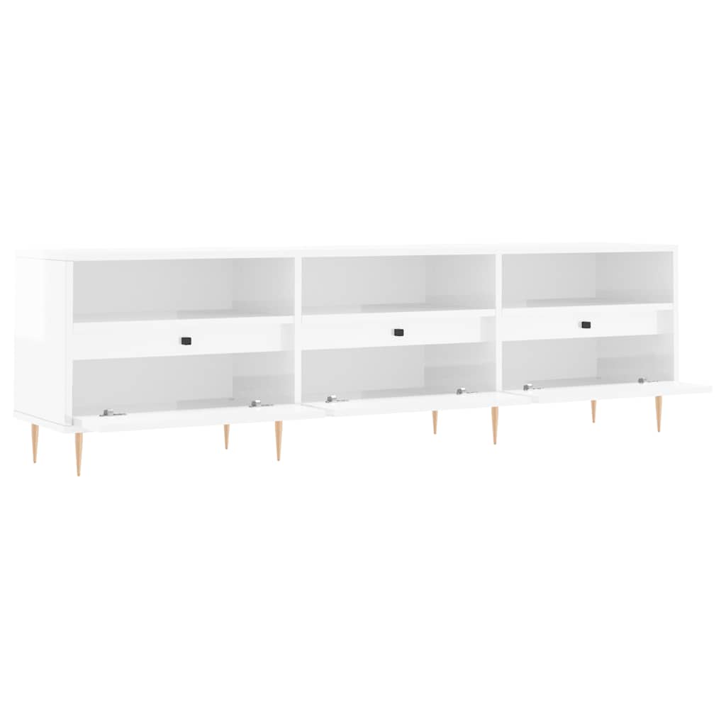 TV cabinet, white, 150x30x44.5cm, wood, glossy