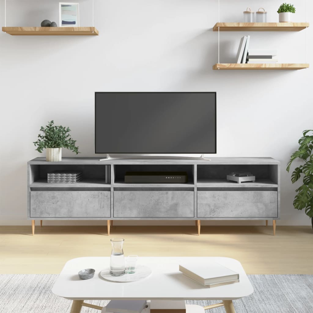 TV skapītis, betona pelēks, 150x30x44,5cm, koks
