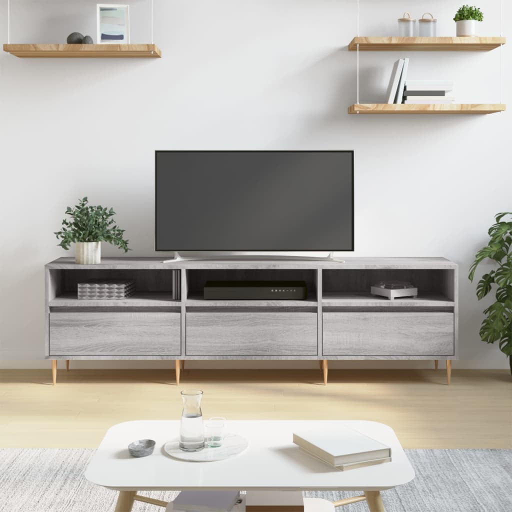 TV cabinet, grey oak, 150x30x44.5cm, wood