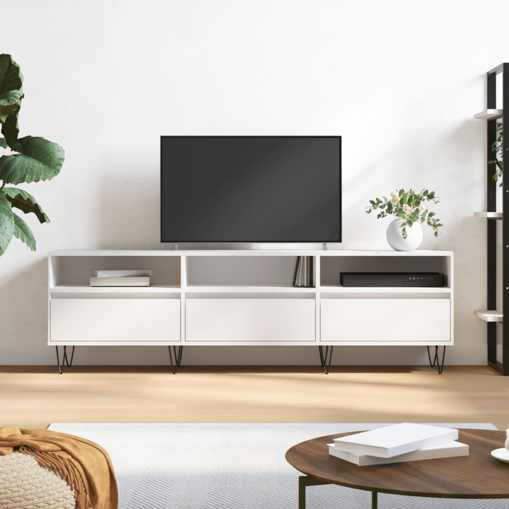 TV cabinet, white, 150x30x44.5cm, engineered wood