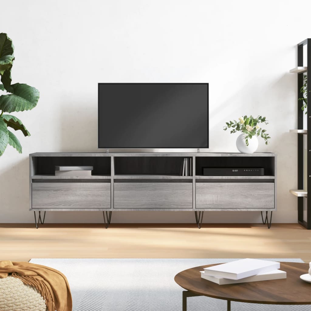 TV cabinet, grey oak, 150x30x44.5cm, wood