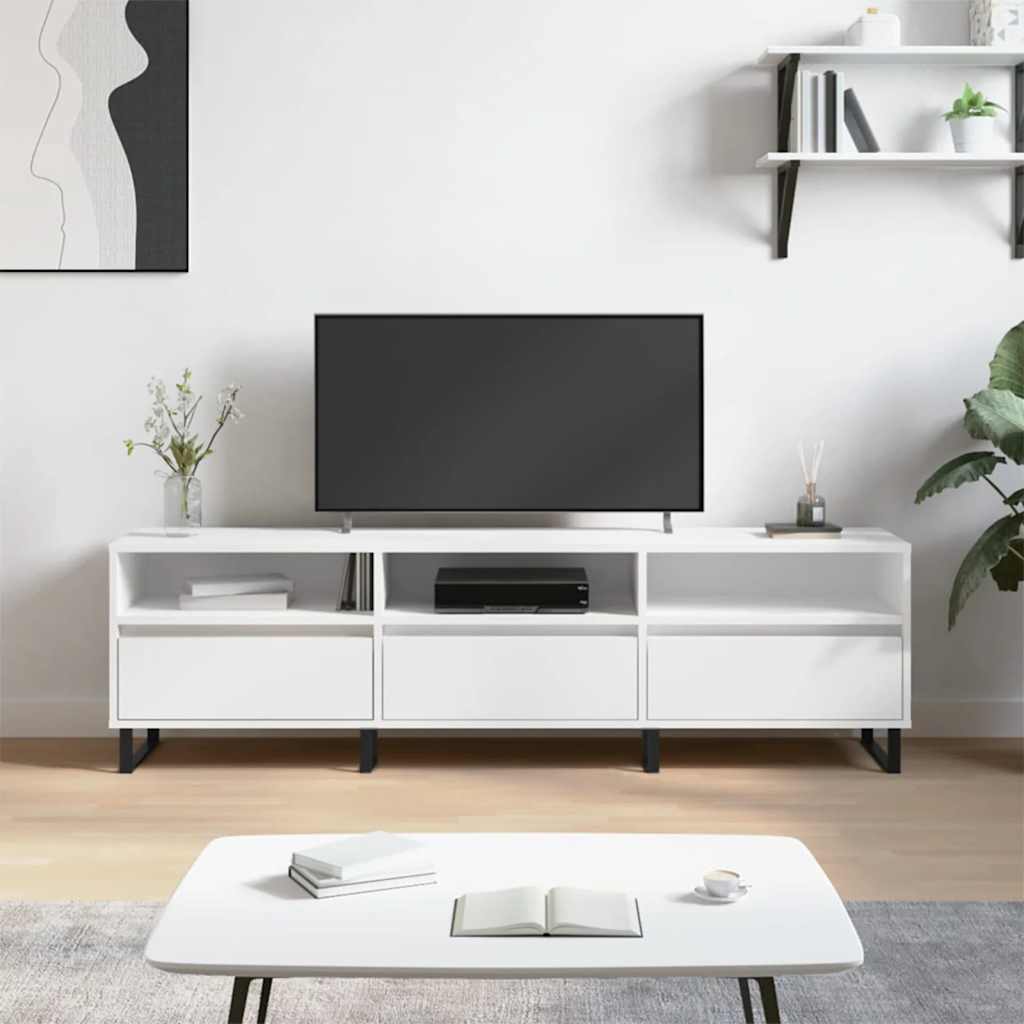 TV cabinet, white, 150x30x44.5cm, engineered wood