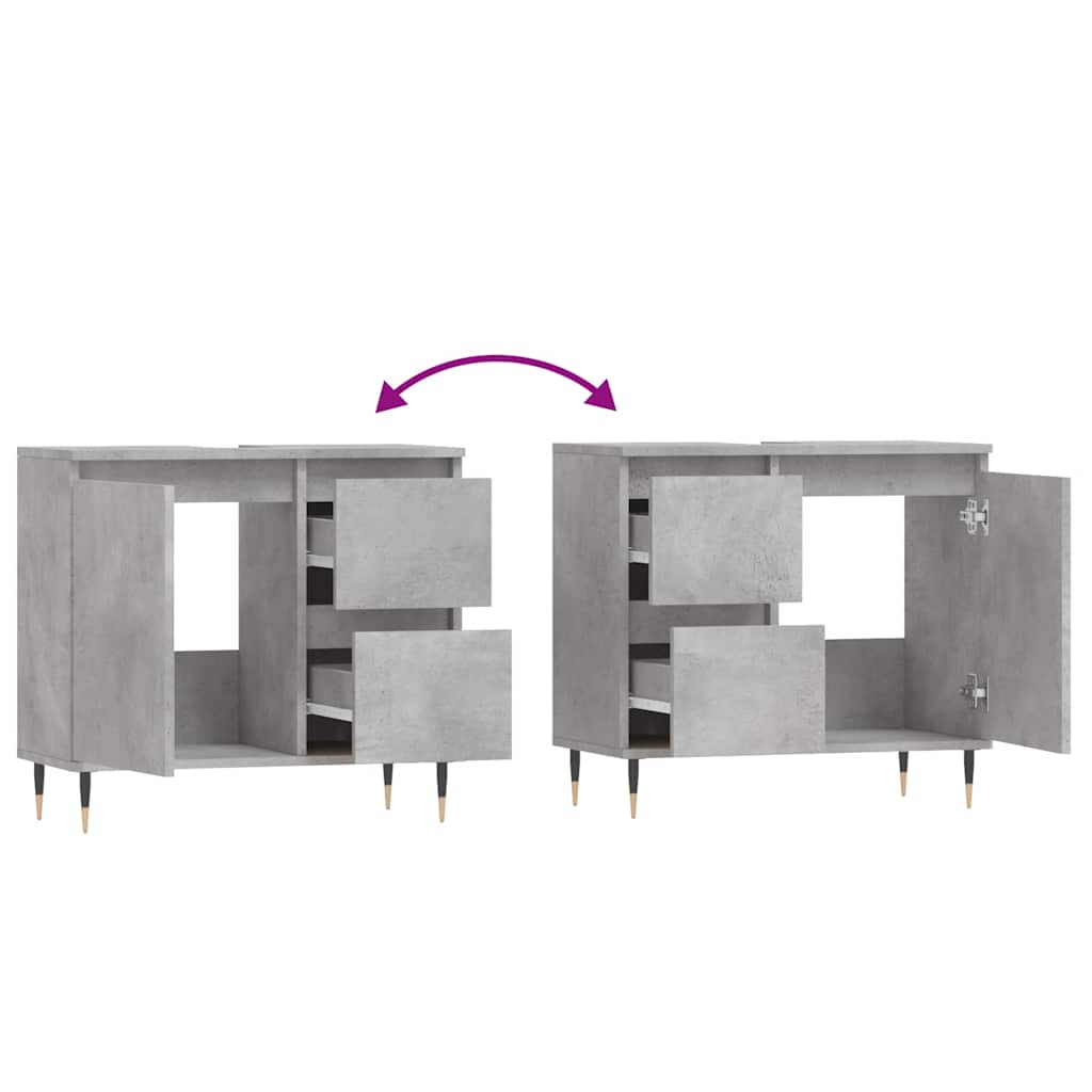 Bathroom cabinet, concrete grey, 65x33x60cm, wood