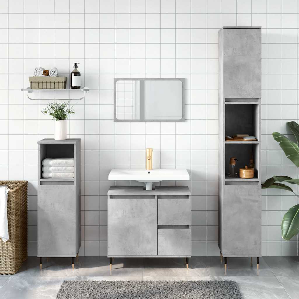 Bathroom cabinet, concrete grey, 65x33x60cm, wood