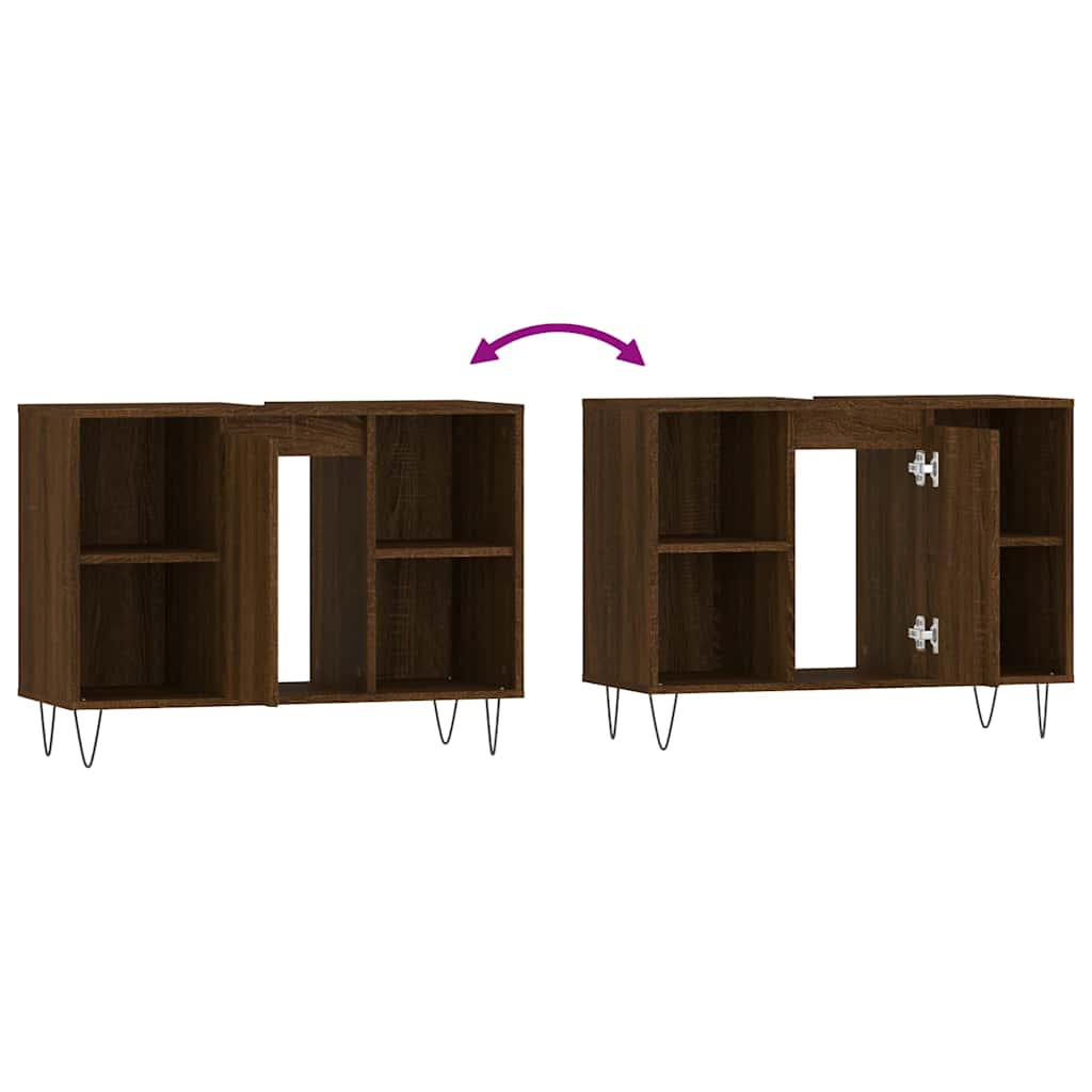 Bathroom cabinet, brown oak, 80x33x60cm, wood