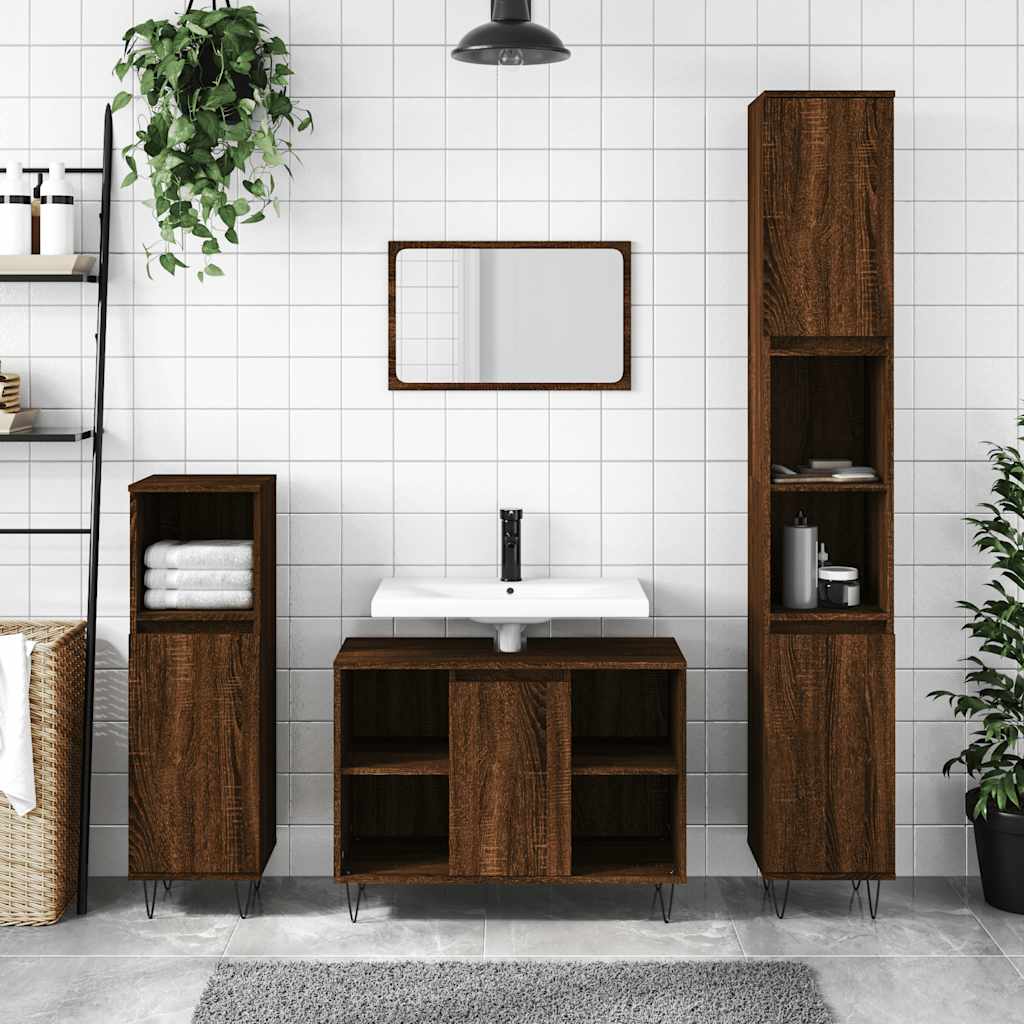 Bathroom cabinet, brown oak, 80x33x60cm, wood