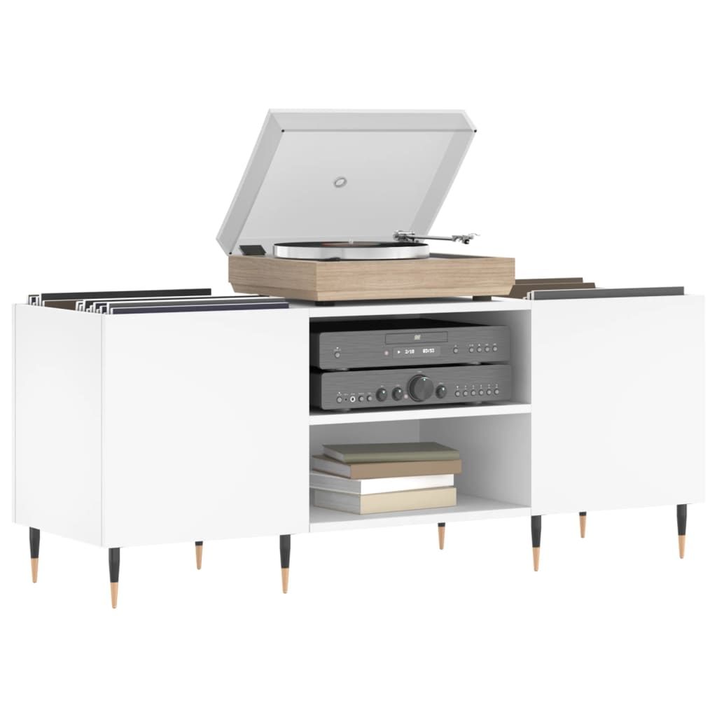 Vinyl record cabinet, white, 121x38x48cm, wood