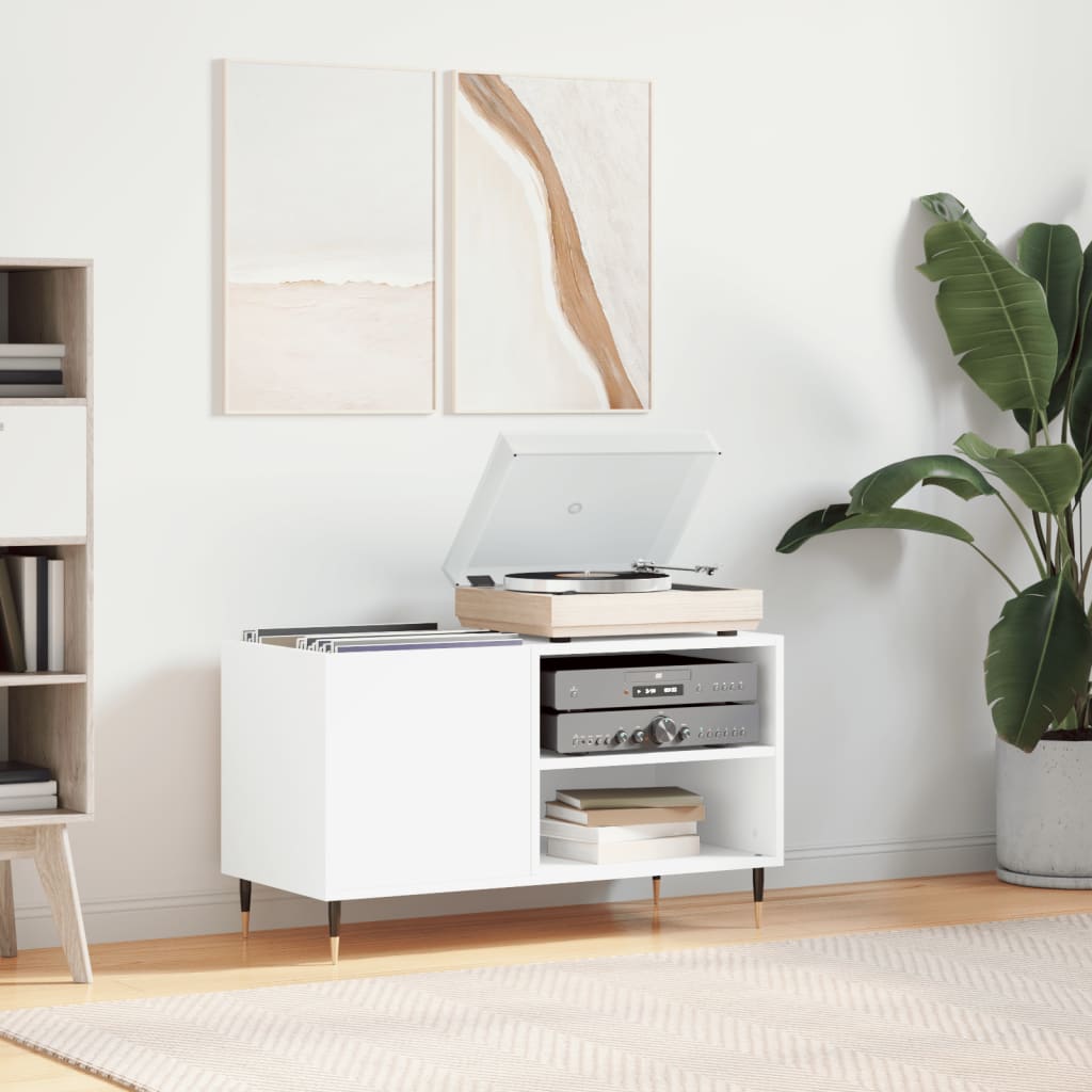 Vinyl record cabinet, white, 85x38x48cm, wood
