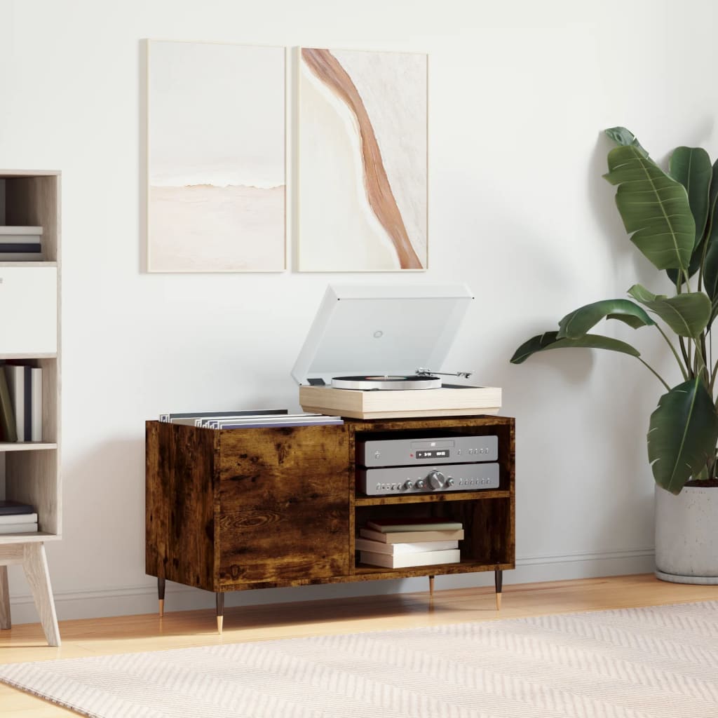 Vinyl record cabinet, smoky, 85x38x48cm, wood
