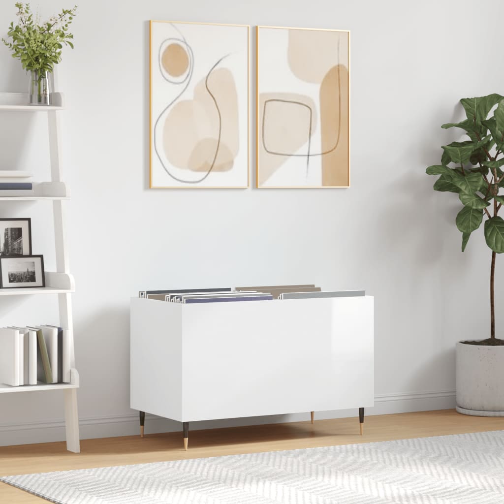 Vinyl record cabinet, white, 74.5x38x48cm, wood