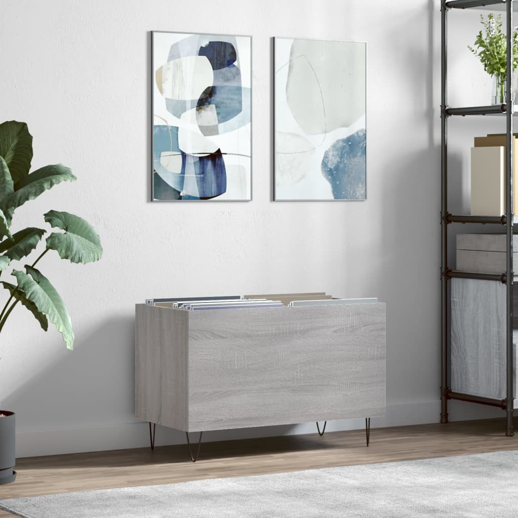 Vinyl record cabinet, gray, 74.5x38x48cm, wood