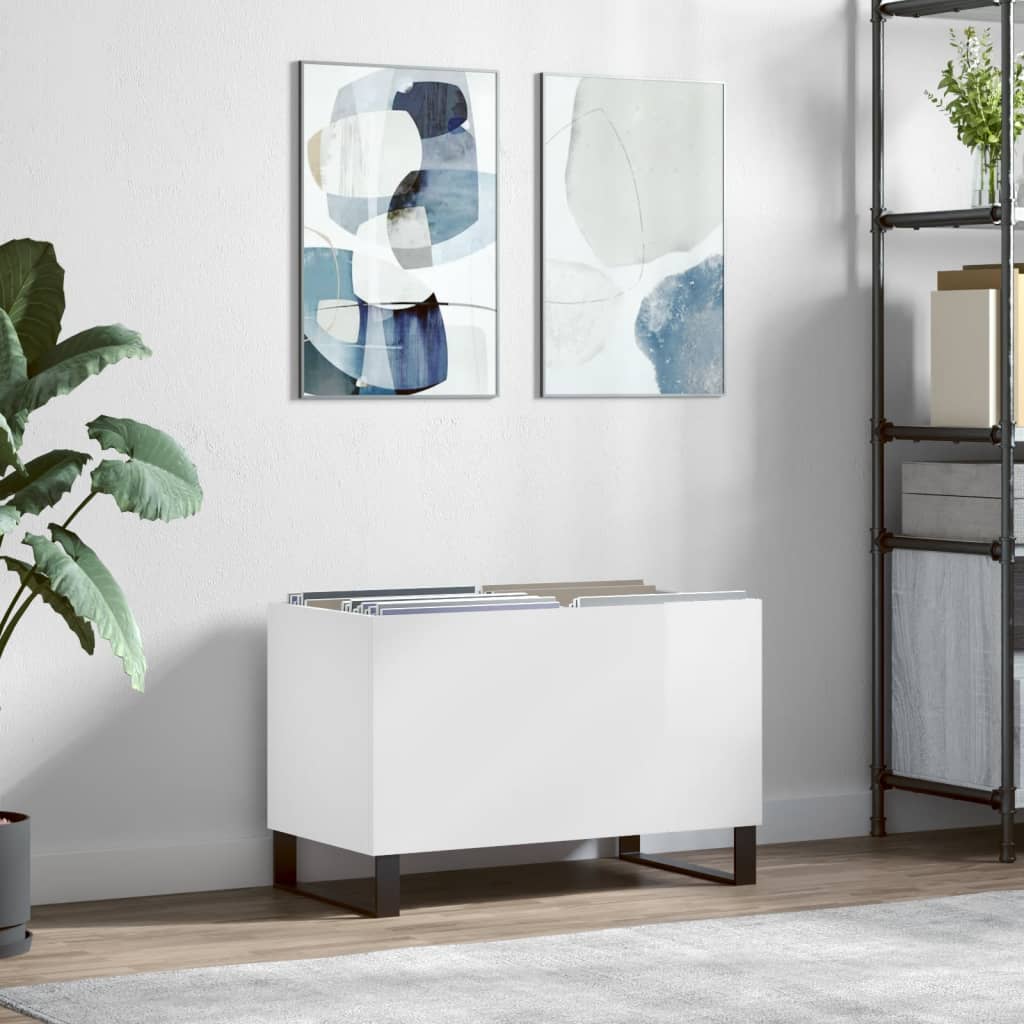 Vinyl record cabinet, white, 74.5x38x48cm, wood