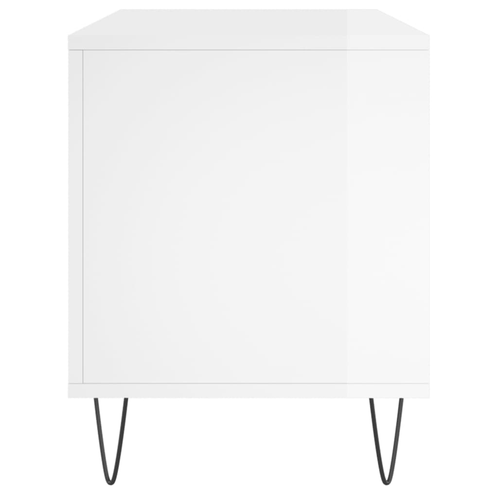 Vinilinių plokštelių spintelė, balta, 100x38x48cm, mediena