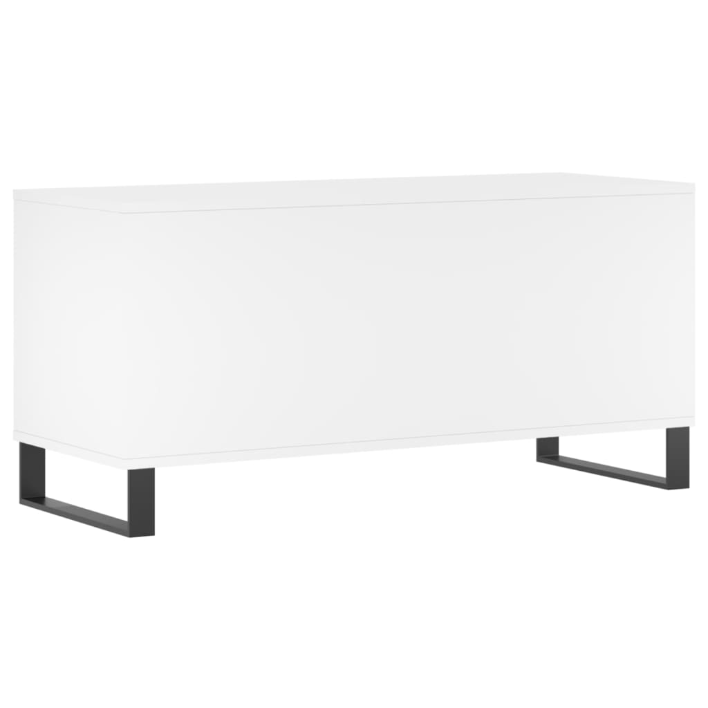 Vinilinių plokštelių spintelė, balta, 100x38x48cm, mediena