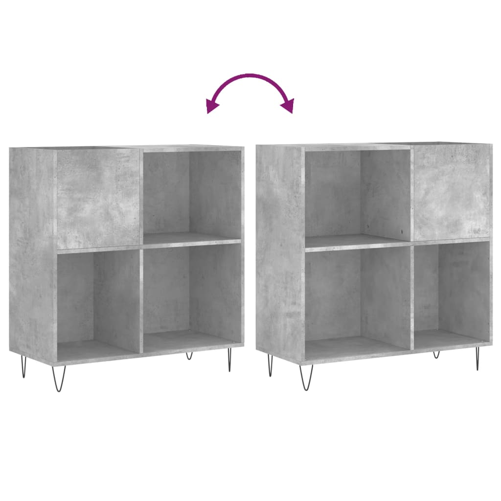 Vinila ierakstu skapis, betona, 84,5x38x89cm, koks
