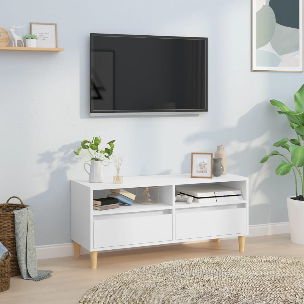 TV stand, white, 100x34.5x44.5cm, wood