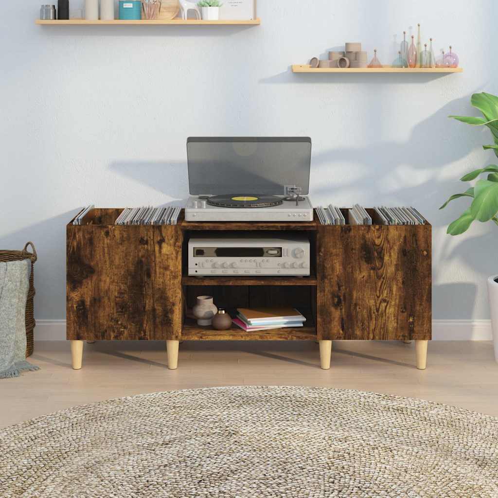 Vinyl record cabinet, smoked, 121x38x48cm, wood