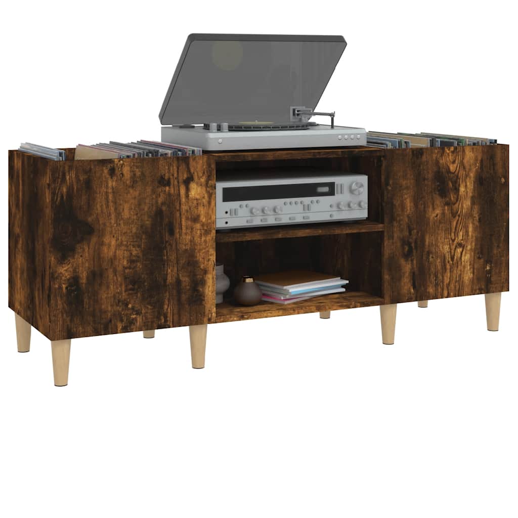 Vinyl record cabinet, smoked, 121x38x48cm, wood