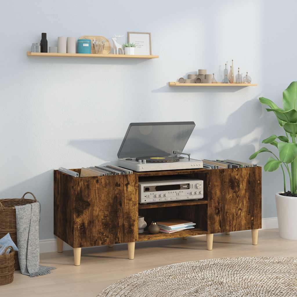 Vinyl record cabinet, smoked, 121x38x48cm, wood