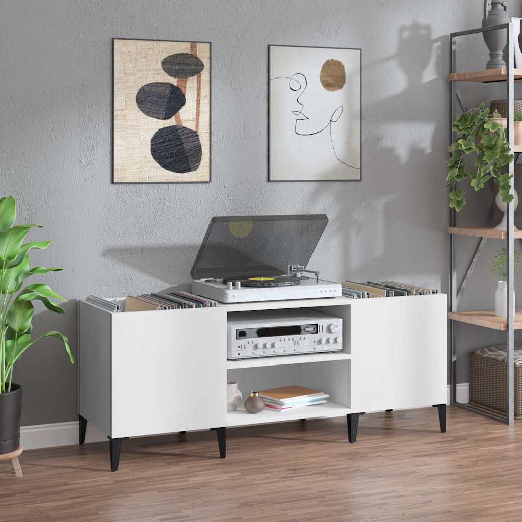 Vinila plašu skapītis, balts, 121x38x48cm, koks