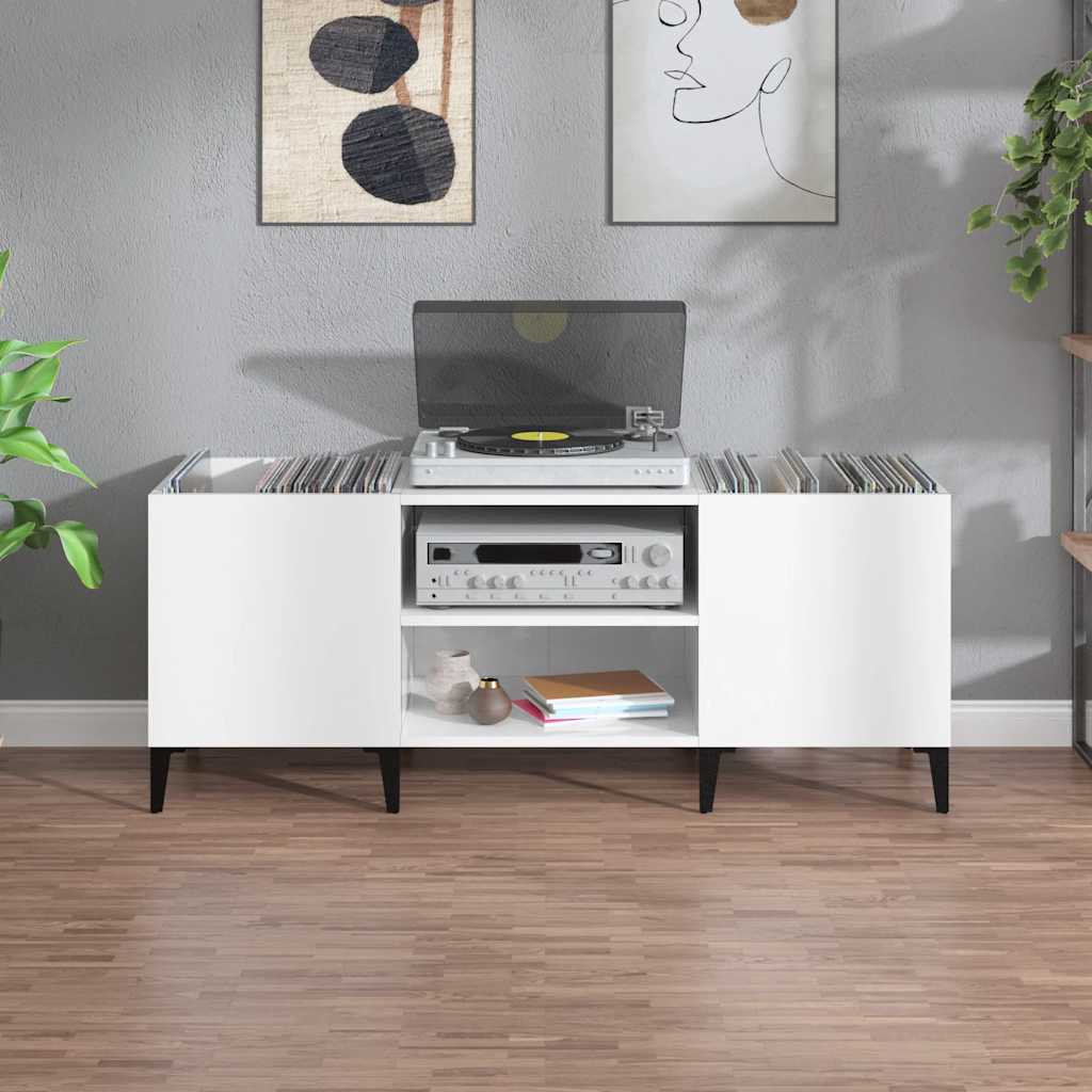 Vinyl record cabinet, white, 121x38x48cm, wood