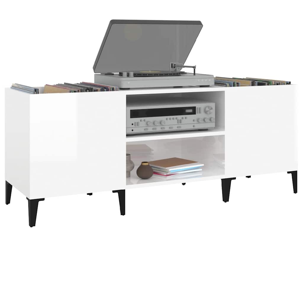 Vinyl record cabinet, white, 121x38x48cm, wood