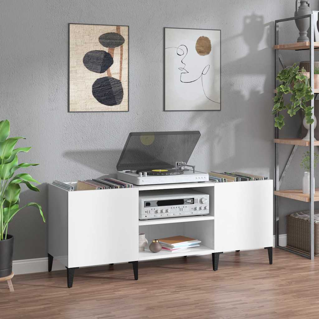 Vinyl record cabinet, white, 121x38x48cm, wood