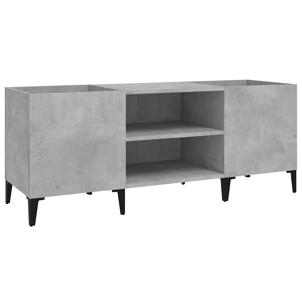 Vinila plateņu skapītis, betons, 121x38x48cm, koks