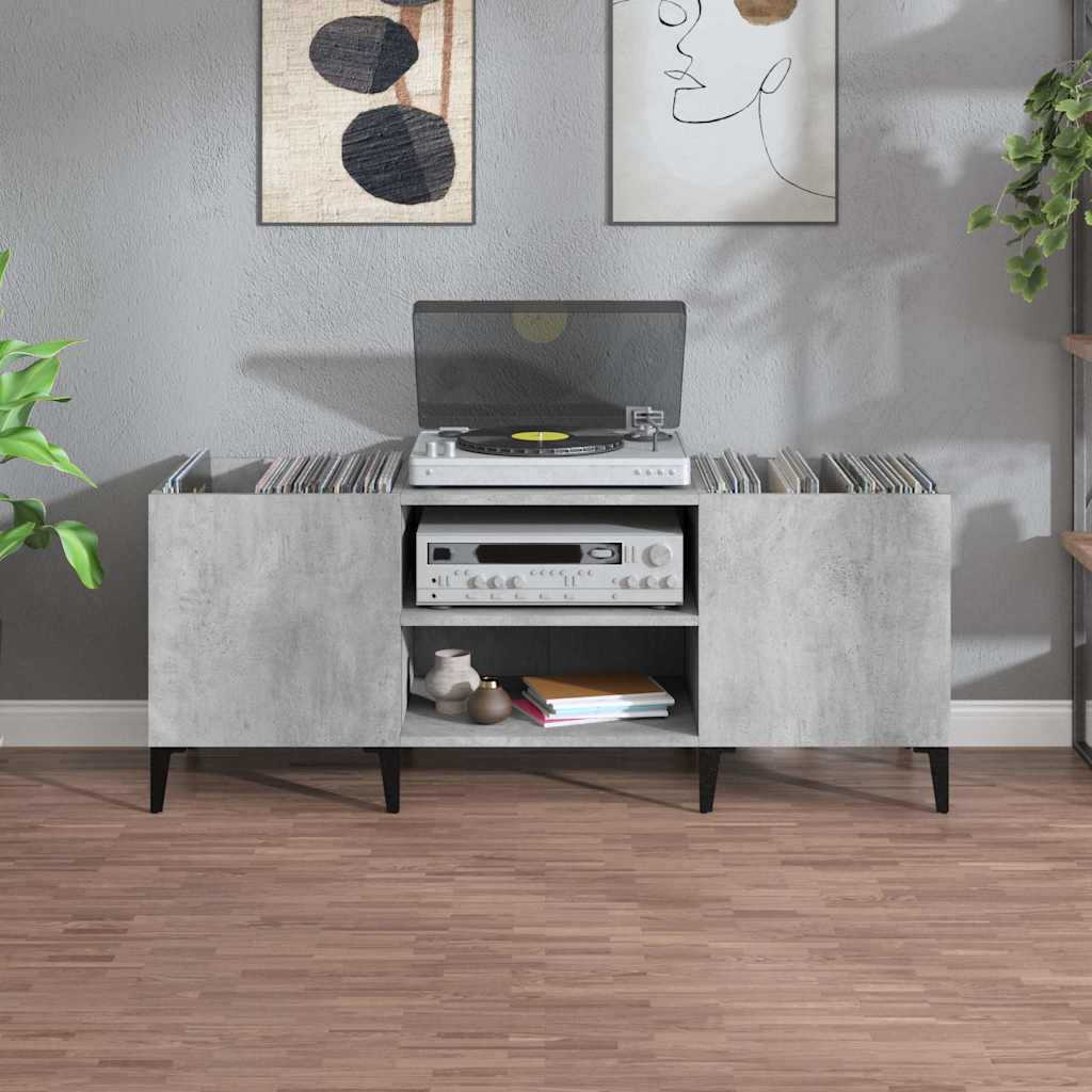 Vinila plateņu skapītis, betons, 121x38x48cm, koks