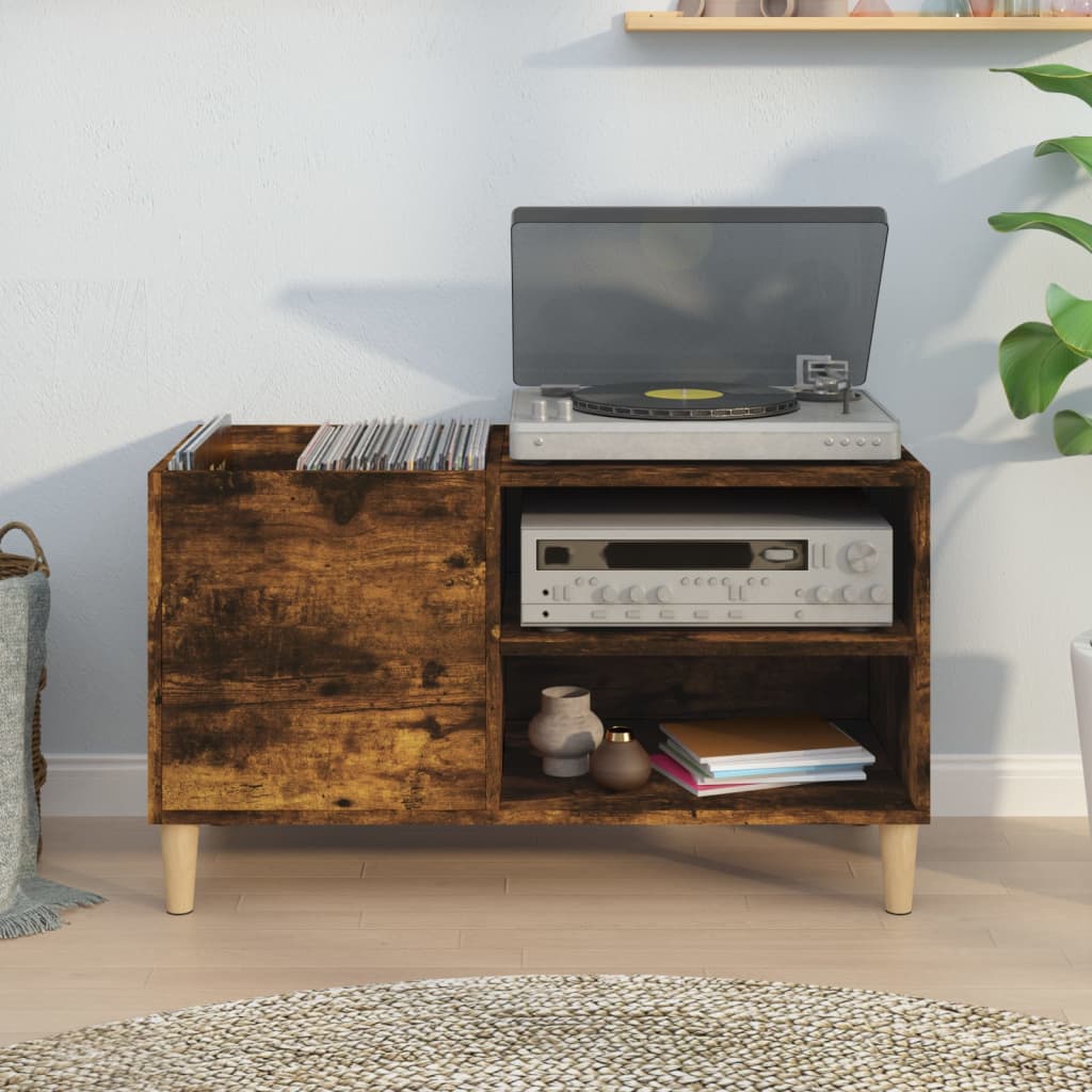 Vinyl record cabinet, smoked, 84.5x38x48cm, wood