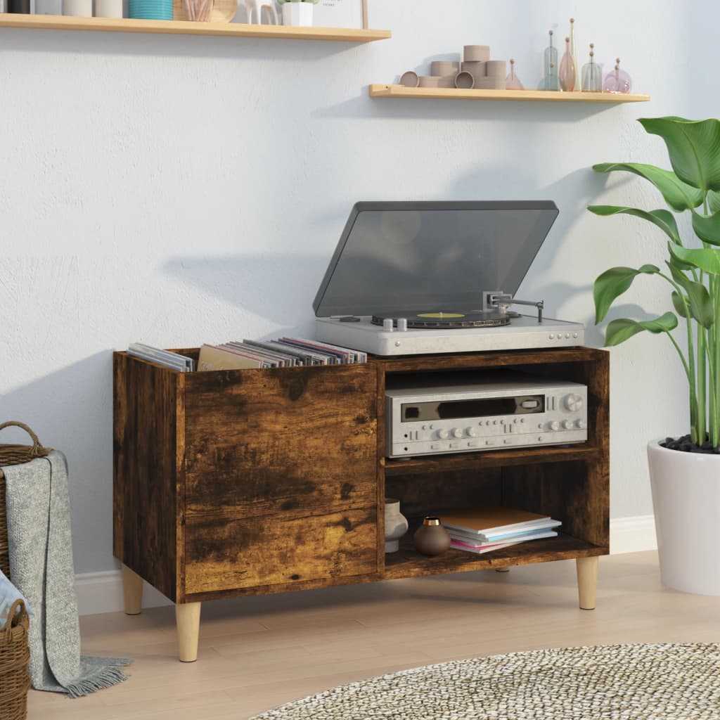Vinyl record cabinet, smoked, 84.5x38x48cm, wood